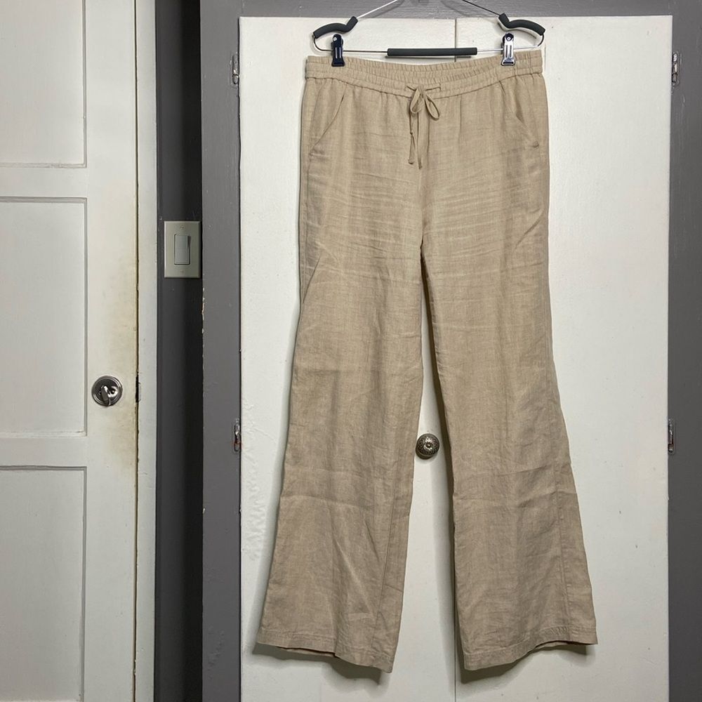 tommy bahama men 100 linen pull on elastic waist pants small straight leg 16x31